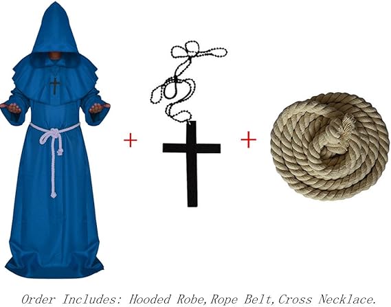 VERNASSA Medieval Monk Robe Priest Robe Halloween Cosplay Costume Cloak