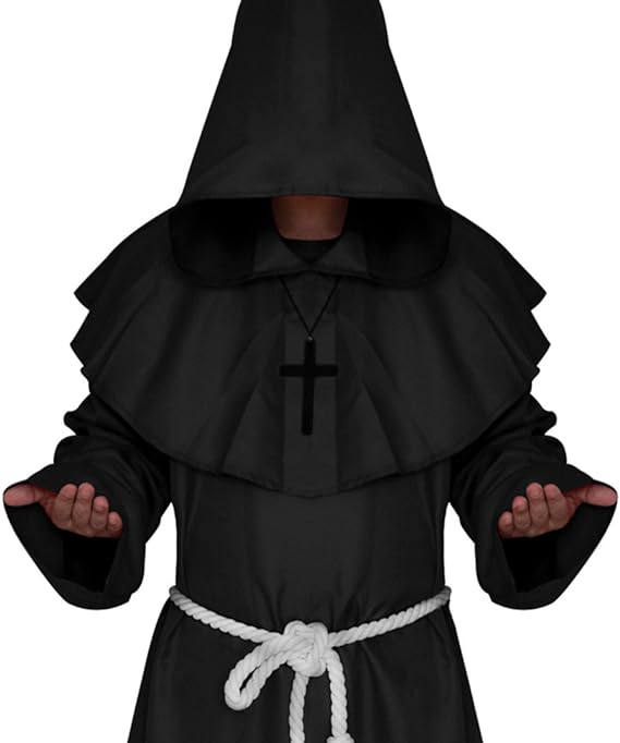VERNASSA Medieval Monk Robe Priest Robe Halloween Cosplay Costume Cloak