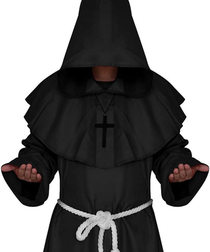 VERNASSA Medieval Monk Robe Priest Robe Halloween Cosplay Costume Cloak