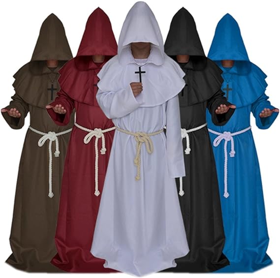 VERNASSA Medieval Monk Robe Priest Robe Halloween Cosplay Costume Cloak