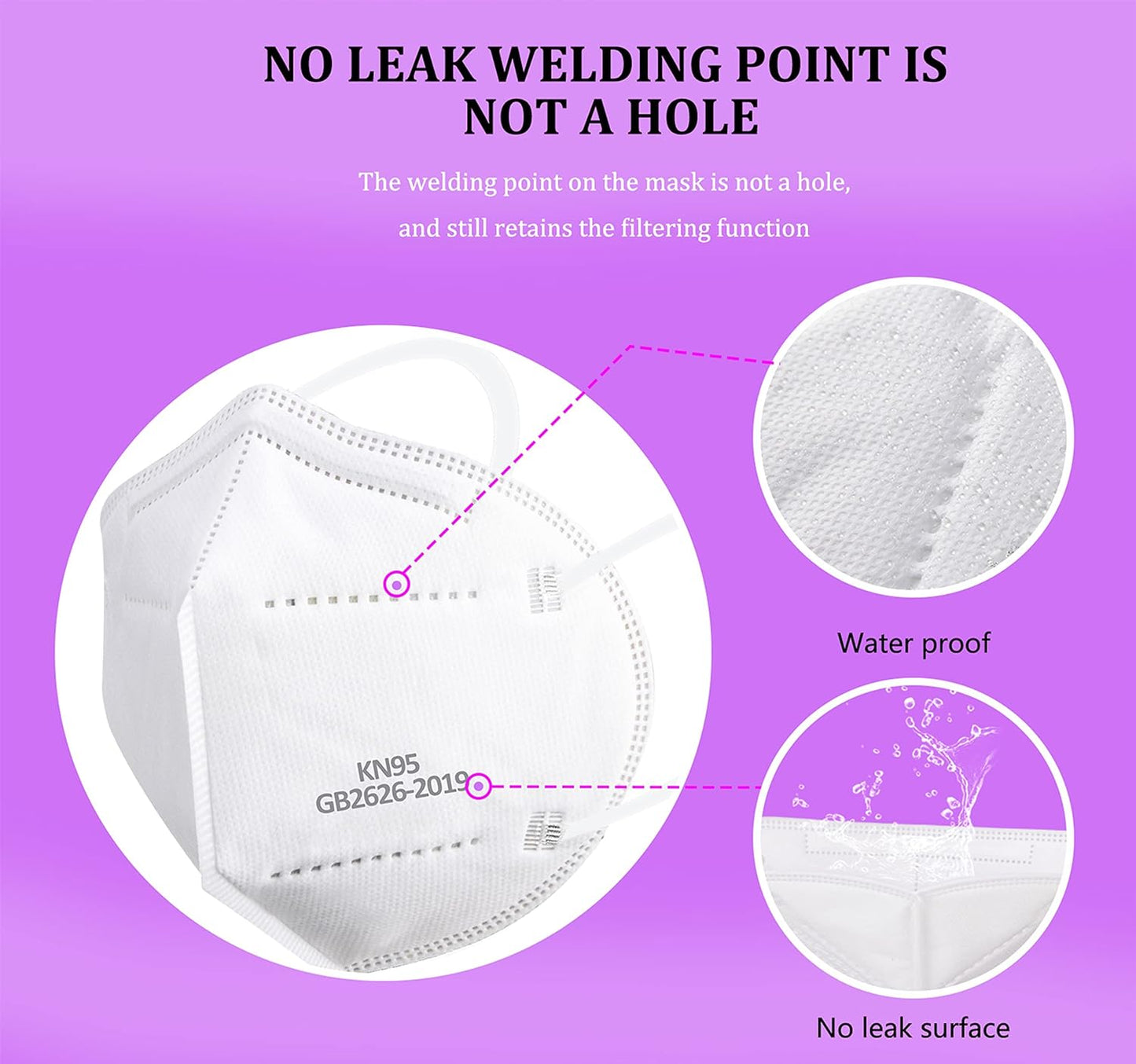 VERNASSA KN95 Face Mask 50 Pcs, 5-Ply Breathable KN95 Masks, Filter Efficiency≥95% Against PM2.5, Individually Wrapped, Disposable White Face Masks