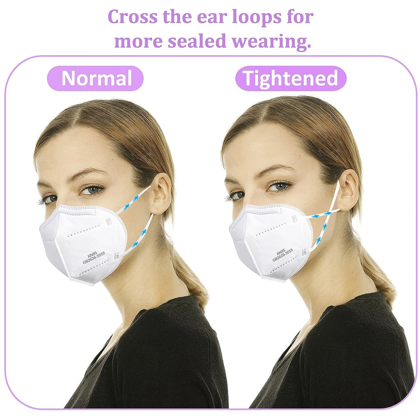 VERNASSA KN95 Face Mask 50 Pcs, 5-Ply Breathable KN95 Masks, Filter Efficiency≥95% Against PM2.5, Individually Wrapped, Disposable White Face Masks