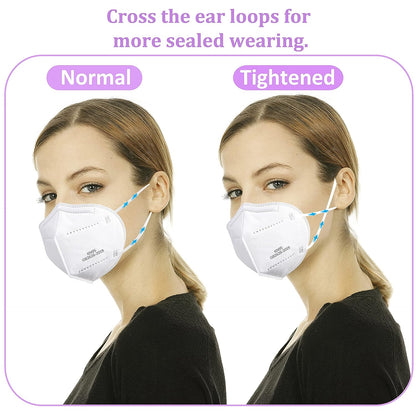 VERNASSA KN95 Face Mask 50 Pcs, 5-Ply Breathable KN95 Masks, Filter Efficiency≥95% Against PM2.5, Individually Wrapped, Disposable White Face Masks