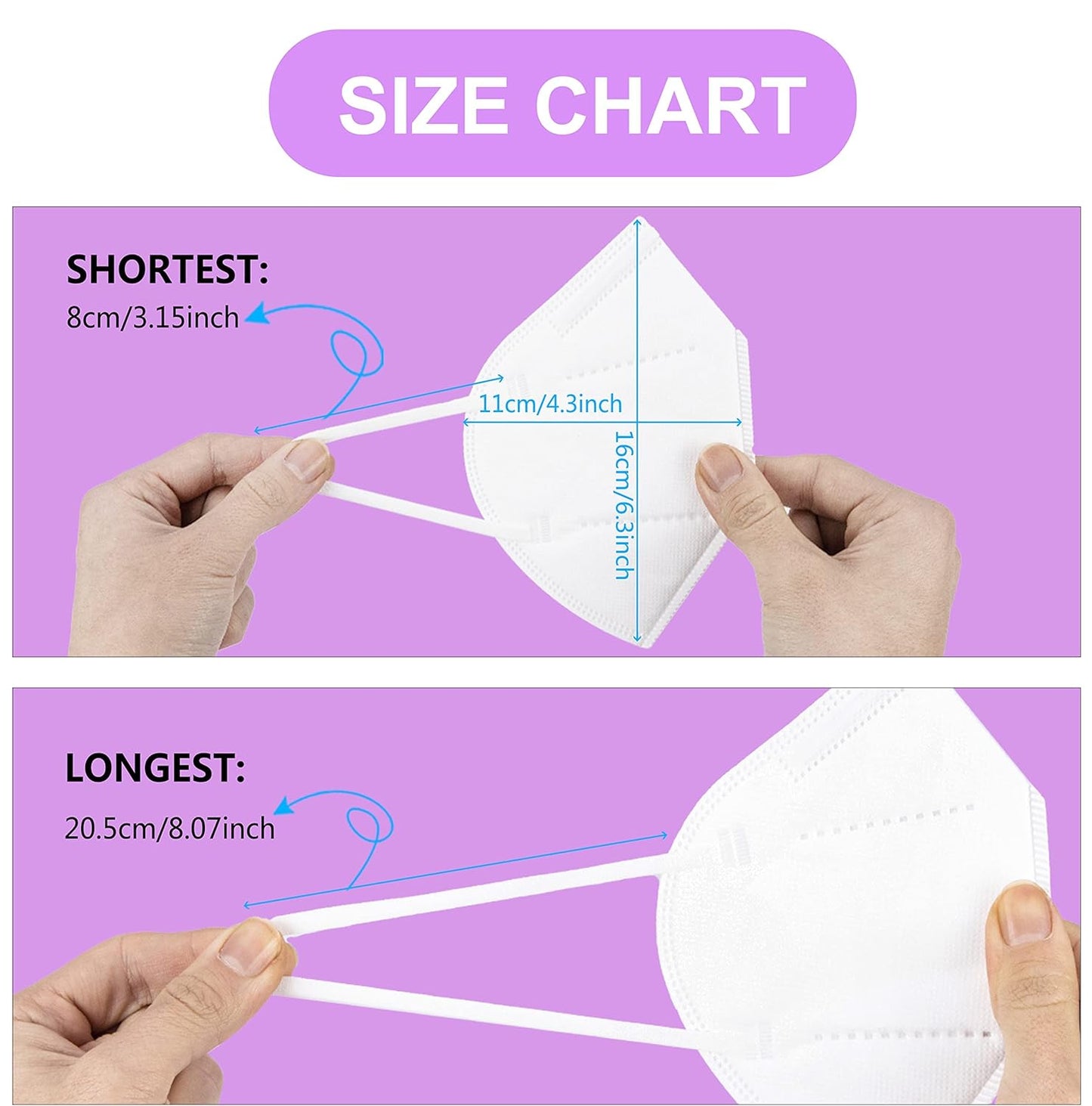 VERNASSA KN95 Face Mask 50 Pcs, 5-Ply Breathable KN95 Masks, Filter Efficiency≥95% Against PM2.5, Individually Wrapped, Disposable White Face Masks