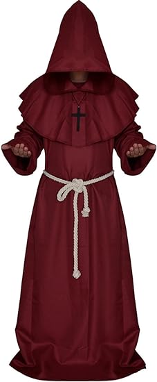 VERNASSA Medieval Monk Robe Priest Robe Halloween Cosplay Costume Cloak