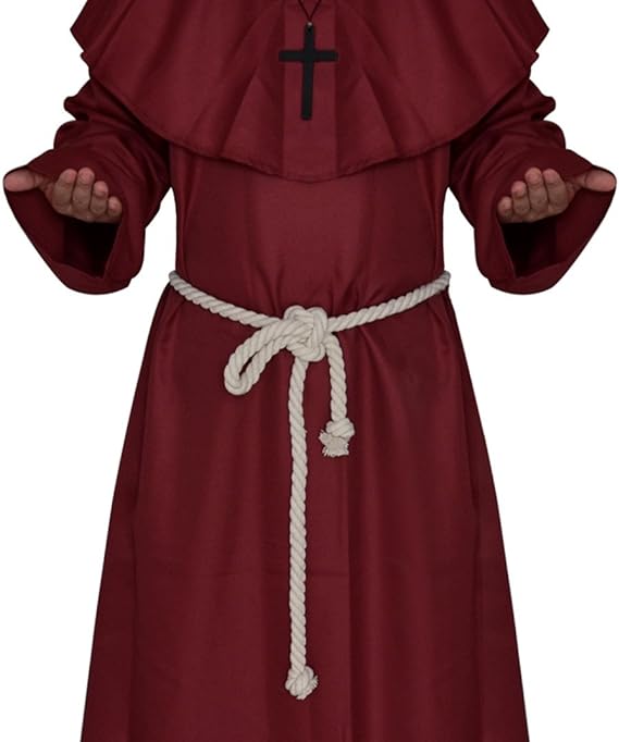 VERNASSA Medieval Monk Robe Priest Robe Halloween Cosplay Costume Cloak