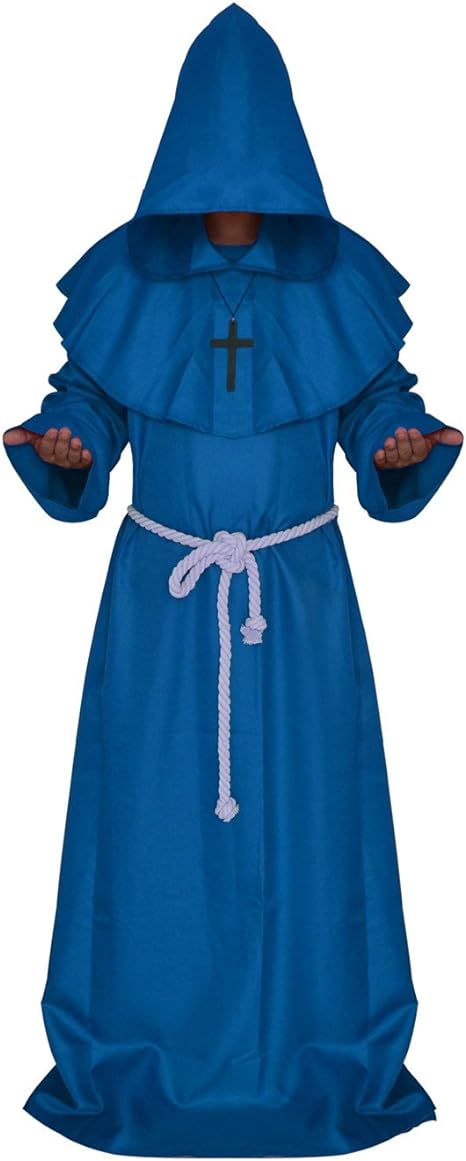VERNASSA Medieval Monk Robe Priest Robe Halloween Cosplay Costume Cloak