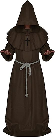 VERNASSA Medieval Monk Robe Priest Robe Halloween Cosplay Costume Cloak